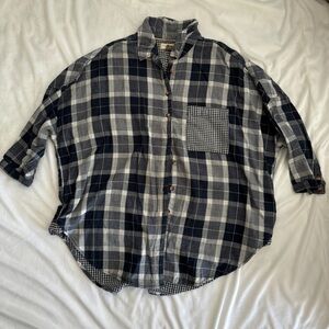 Anthropologie oversized plaid top